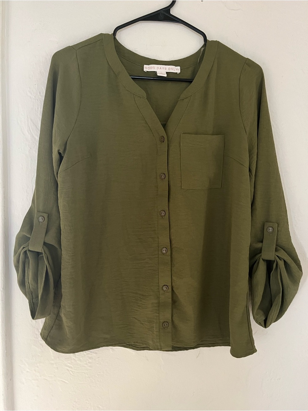 Olive Button-Down Roll-Sleeve Shirt